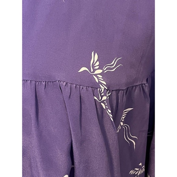 Wilfred Aritzia •XXS• Crane Bird Print Silk Crepe Blouse Top Keyhole Back $110 - Picture 6 of 10